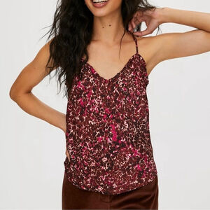 Wilfred Ruffle Camisole size XXS Floral Ptna Brown/E. Fuchsia